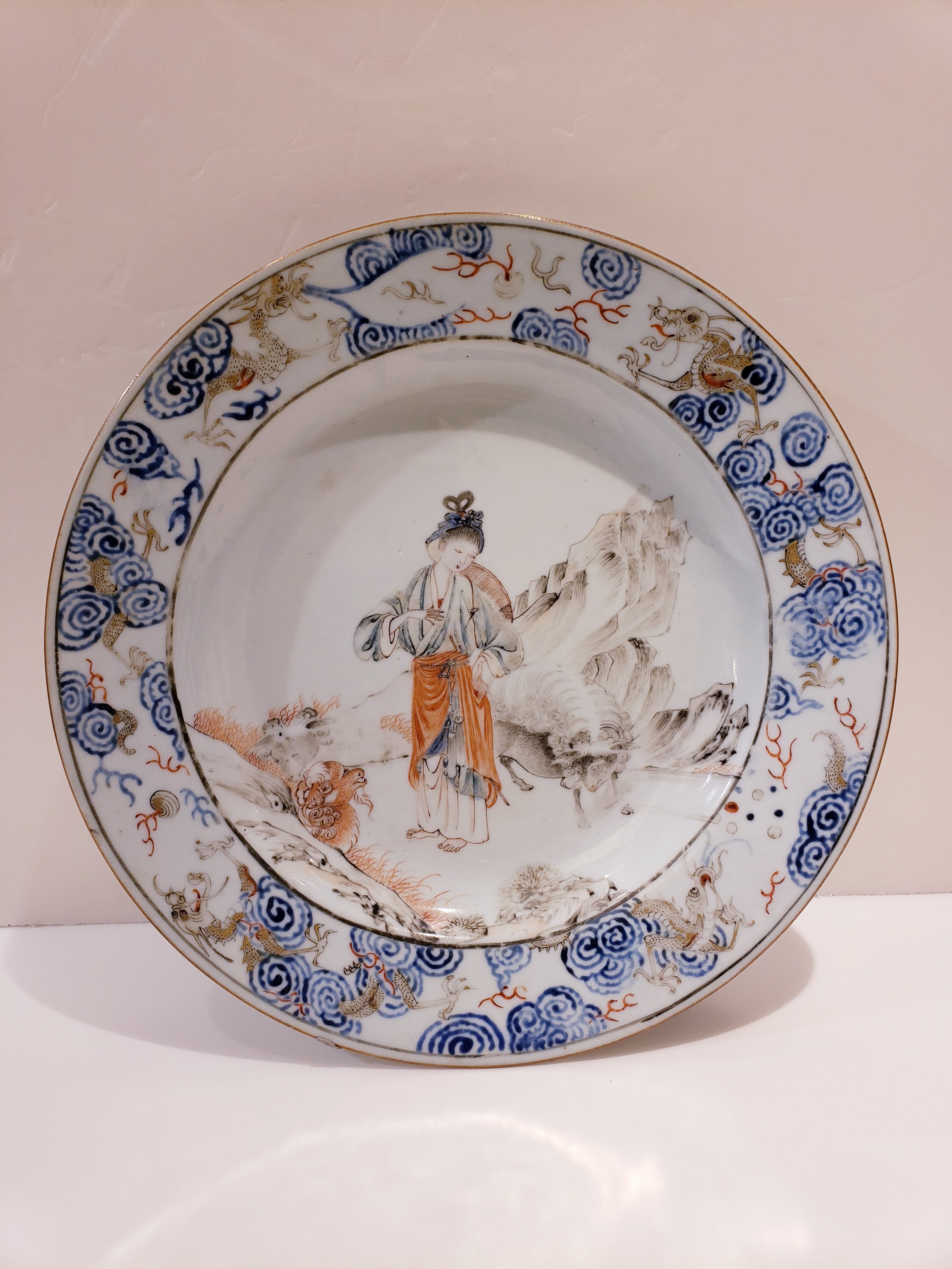 Porcelain Plate with statue 18th cent