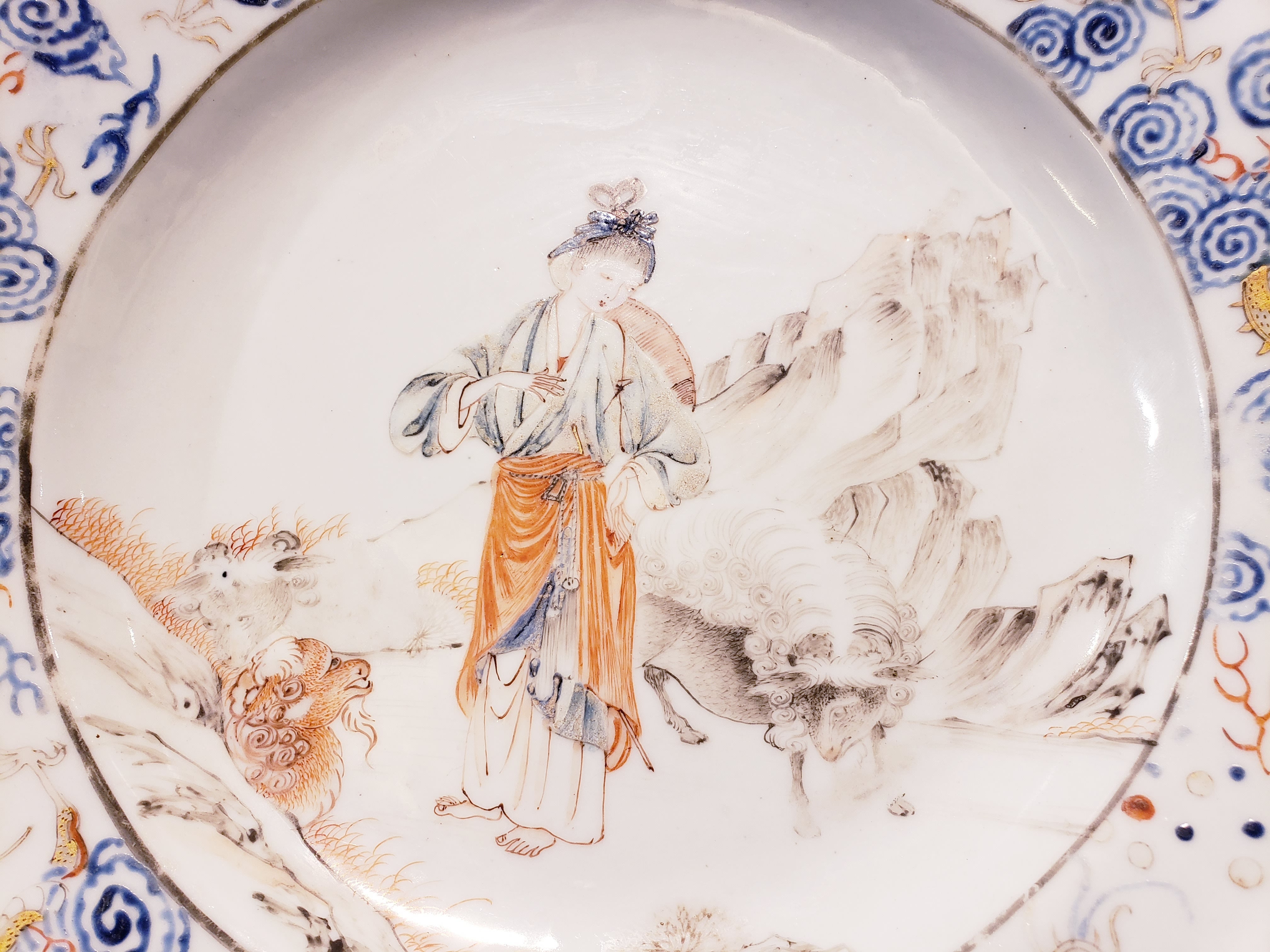 Porcelain Plate with statue 18th cent