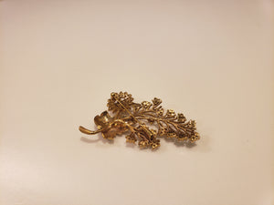 Golden Leaf Brooch with Pearls