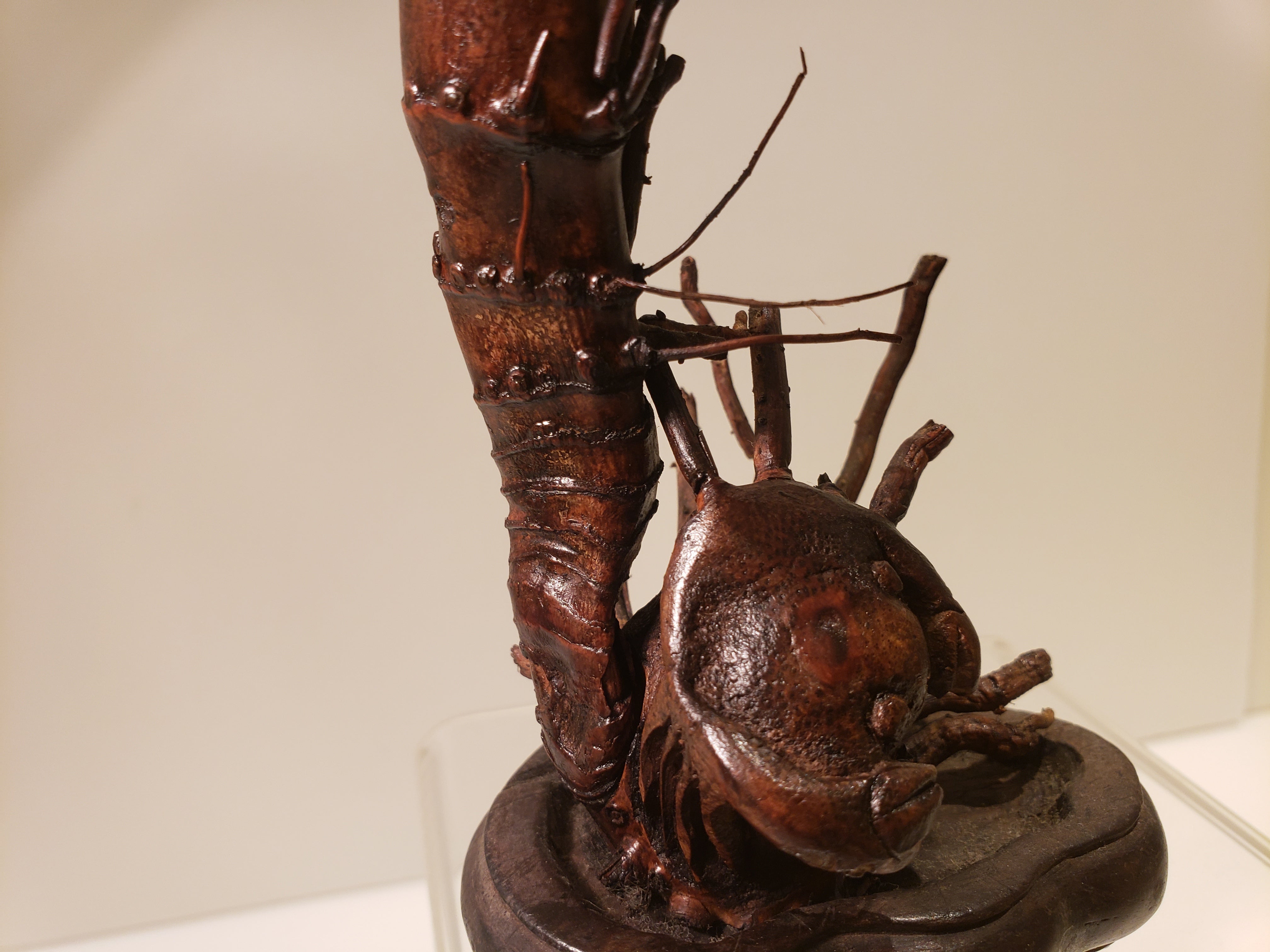 Qing dynasty bamboo statue shrimp & crab十九世紀天然竹