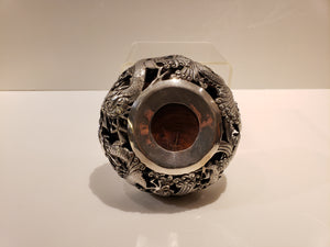 19th Cent Chinese Zitan with silver dragon bowl