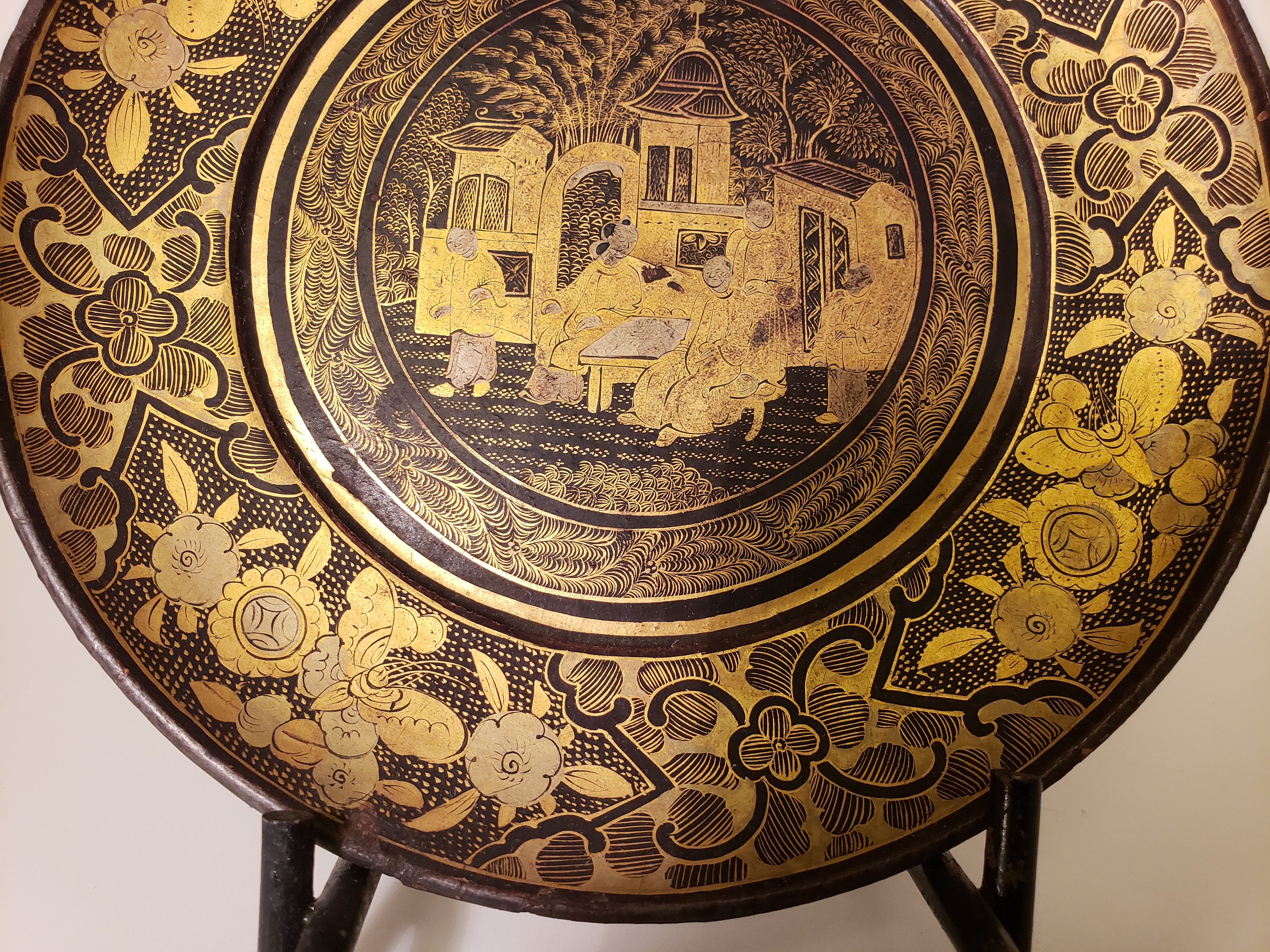 19th Cent gold guilt laquer plate