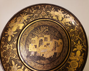 19th Cent gold guilt laquer plate