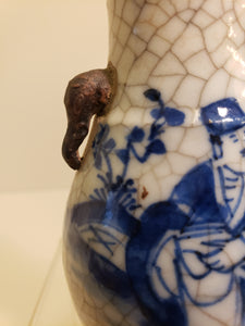 Qing porcelain vase with elephant ear handles