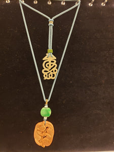 19th century coral pendant with jadeite n white jade necklace