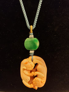 19th century coral pendant with jadeite n white jade necklace