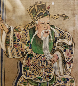 Rare Qing Dynasty Drama Painting on Fabric