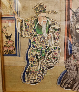 Rare Qing Dynasty Drama Painting on Fabric