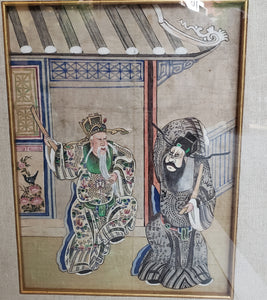 Rare Qing Dynasty Drama Painting on Fabric